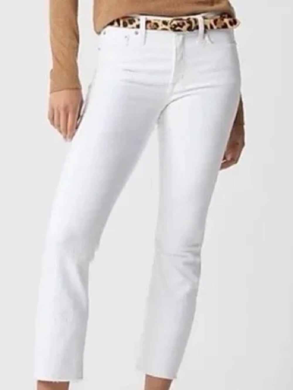 J.CREW Mid-Rise Flare Crop Signature Stretch White Jeans Size 28 NWT